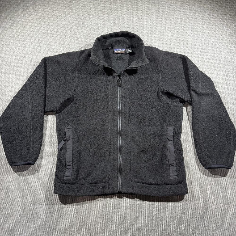 Vintage Patagonia Synchilla Jacket Mens Medium Black Fleece Full Zip Made USA